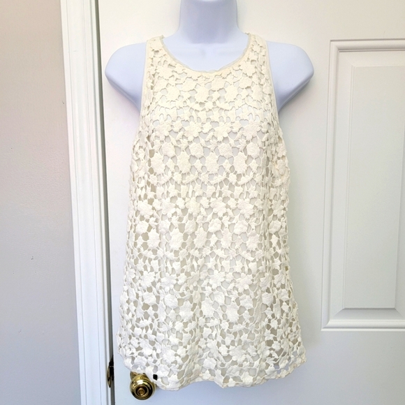 Club Monaco Crochet Lace Sleeveless Top Lined Ivory Cream Feminine Size S - Picture 1 of 11